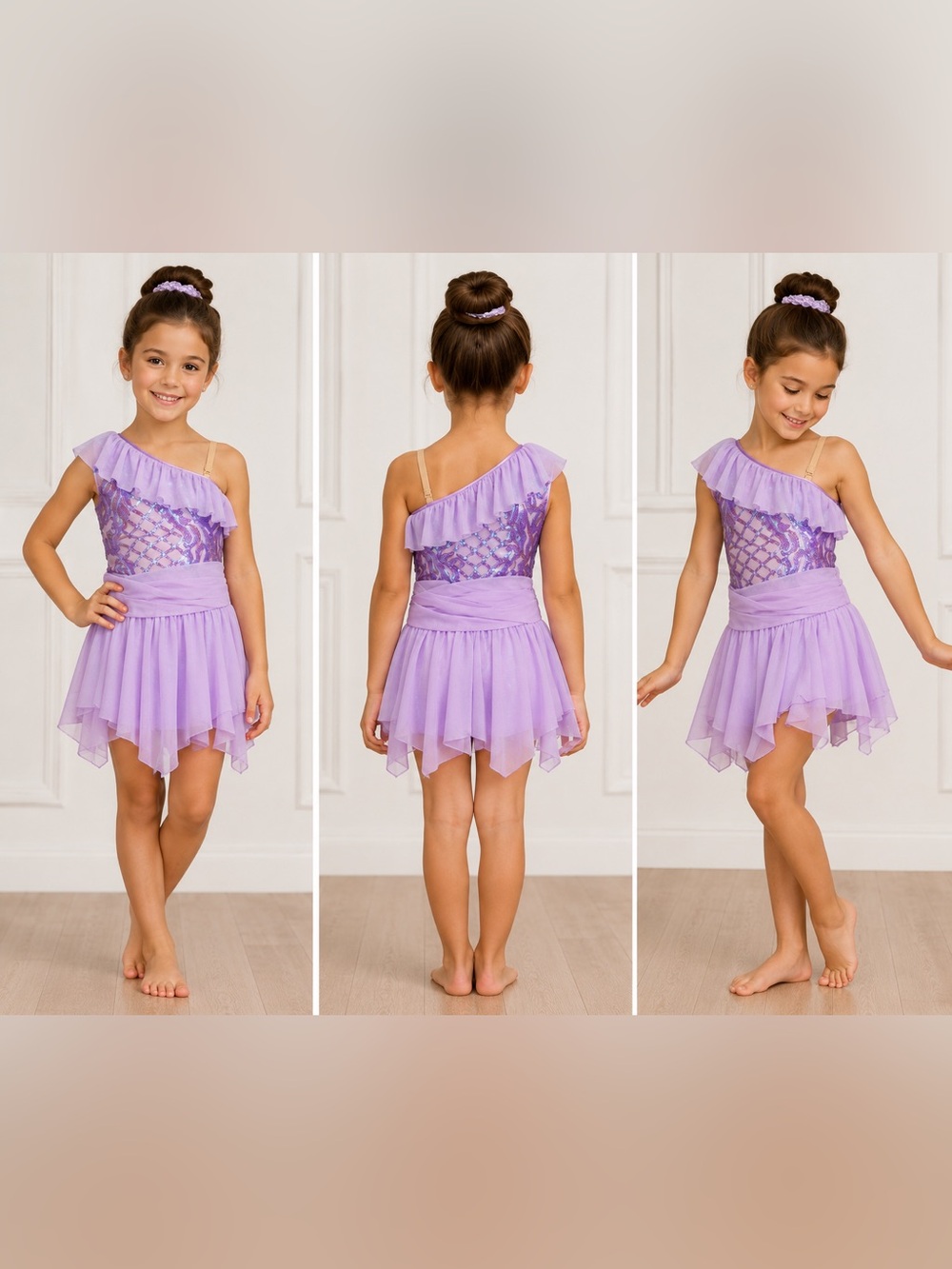 Revolution Dancewear Lilac Sequin One Shoulder Dance Costume MC